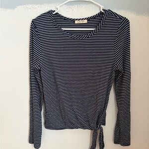 Olivia Rae Navy and White Striped Long Sleeve Top
